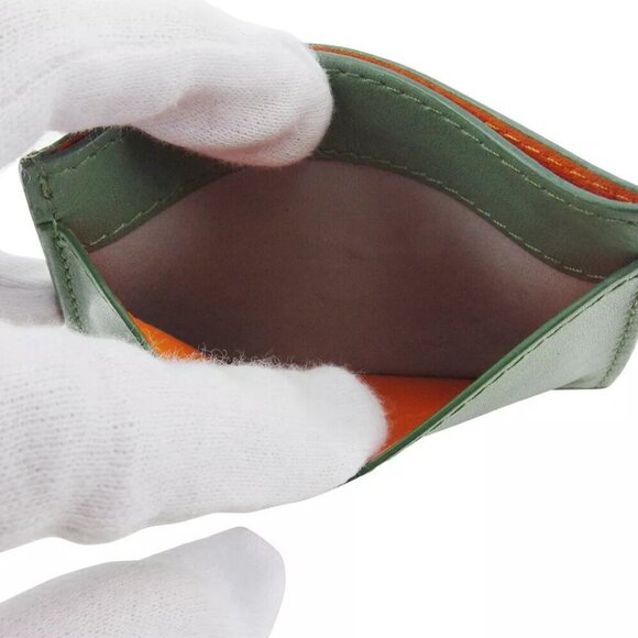 CELINE Card Case Logo Orange Leather Authentic USED - Picture 15 of 16